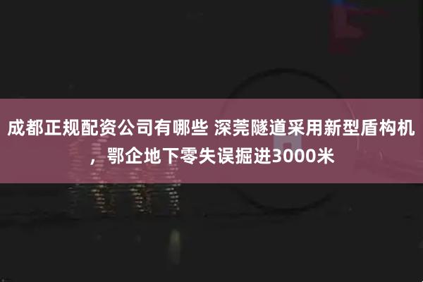 成都正规配资公司有哪些 深莞隧道采用新型盾构机，鄂企地下零失误掘进3000米